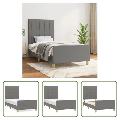 Produktbild von The Living Store Bettgestell mit Kopfteil Dunkelgrau 90x190 cm Stoff