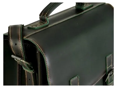 Produktbild von Aktentasche Leder Schultasche XL Lehrertasche Tasche New Buffalo grün Damen Herren Schule Uni Arbeit