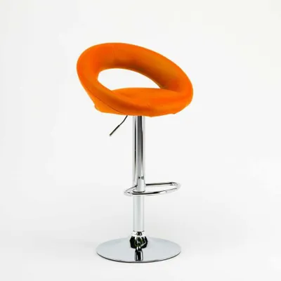Image de Tabouret de bar de cuisine haut pivotant avec repose-pieds réglable Chicago - Orange