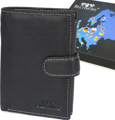 Obrázek produktu pro Pánská peněženka Beltimore, velká, vertikální, kožená, se zapínáním, černá, RFiD Premium