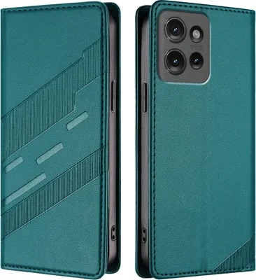 Image de Etui pour Motorola Edge 50, étui portefeuille en cuirPolyuréthaneavec fente pour cartes et fonction stand Grün