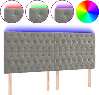 Obrázek produktu pro vidaXL LED čelo postele Light Grey 180x7x118/128 cm Velvet