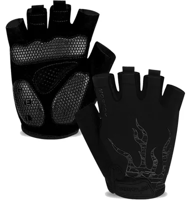 Obrázek produktu pro Rukavice na kolo, poloprstové, prodyšné, s gelovou výplní pro tlumení nárazů, protiskluzové, unisex, černé, velikost XL