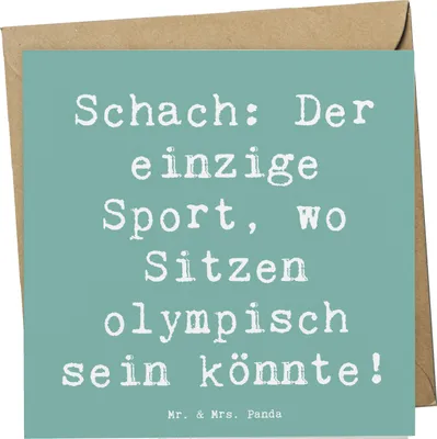 Produktbild von Mr. & Mrs. Panda Grußkarte Spruch Schach Sport - Meeresbrise - Geschenk, Konzentration, Sportler Geschenke, Strategisches Denken, doppelkarte, Geduld, anlasskarte, Zitat