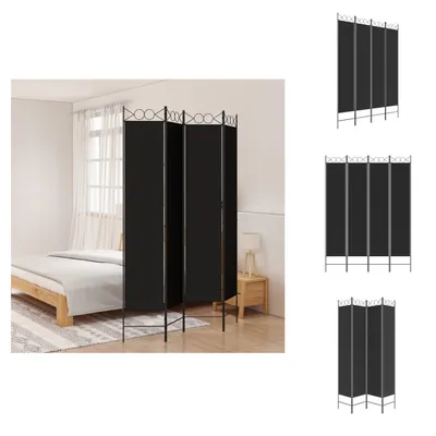 Obrázek produktu pro vidaXL 4dílný paraván černý 160x220 cm látka - rozdělovač místností