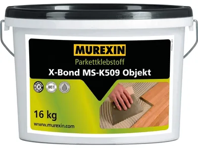 Produktbild von 16 Kilogramm | Murexin Weiß 10 Kilogramm Parkettklebstoff, X Bond MS K509, einkomponentig elastisch, emissionsarm EC1, geruchsneutral, wasserfrei, trittschalldämmend, für Mehrschichtparkett und Fußbodenheizung