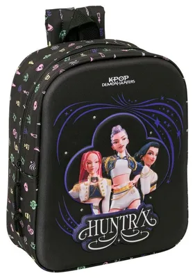Immagine prodotto di Zaino mini 3D "Demon Hunters" della linea K-pop, capacità 6 litri, colore nero. Adatto a bambini, taglia unica
