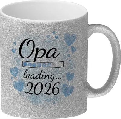 Produktbild von Opa loading 2026 Glitzer-Kaffeebecher für werdende Opas