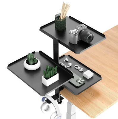Schreibtisch-Organizer, 3 Ebenen, Klemmbefestigung, schwarz