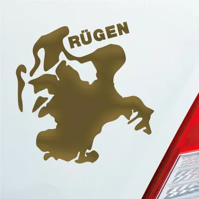 Produktbild von Auto Aufkleber Rügen Spaß Insel Deutschland Urlaub 10x9 cm Gold Sticker Heckscheibenaufkleber