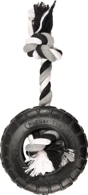Obrázok produktu pre Hračka pre psov Flamingo Gladiator Gumová pneumatika a lano Strieborná 15 cm Strieborná 15 cm