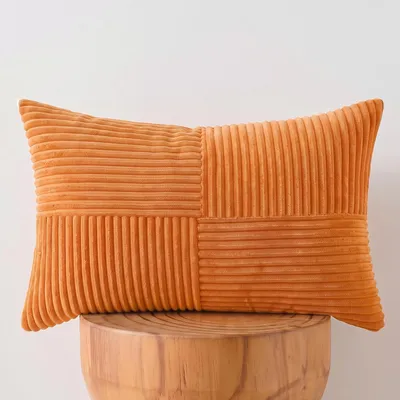Obrázek produktu pro Pohovkaový polštář, oranžová barva, 40x60 cm, tkanina kordová, měkký potah, 1 kus