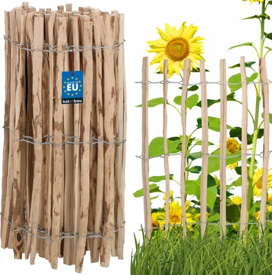 Produktbild von KOTARBAU® Staketenzaun Rollzaun 5m aus Haselnusslatten für Pflanzen und Rasen 80 cm Kastanienzaun aus Haselnuss Holzzaun Gartenzaun Staketenabstand 3 - 4 cm