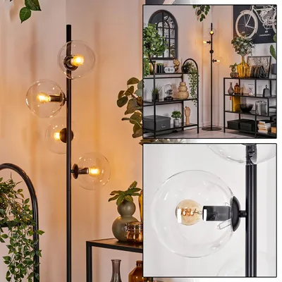 Produktbild von Fossobiubo Stehlampe aus Metall/Glas in Schwarz/Klar