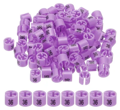 Image de Marqueurs pour cintres - 100 pièces, repères de taille pour tiges de 3 mm - Indicateurs de taille pour vêtements - Couleur : violet et rose