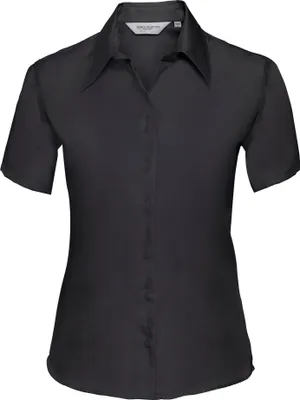 Produktbild von Russell Collection Bluse, Kurzarm, bügelfrei BC1036 (M) (Schwarz)
