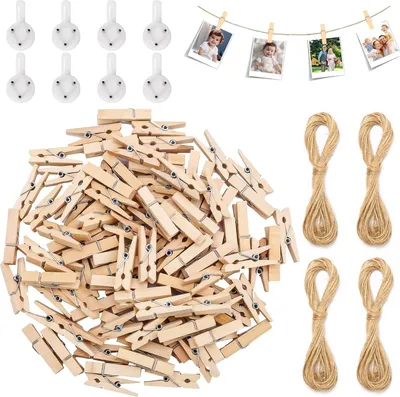 Produktbild von Holzmini-Klammern - Set aus 200 - natürlicher Holz - kreatives Basteln