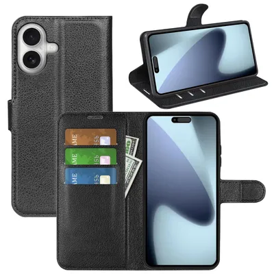 Immagine prodotto di Per Apple iPhone 17 Pelle finta libro portafoglio cellulare Custodia Cover Nero
