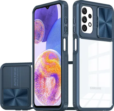 Produktbild von Galaxy A13 Hülle, TPU Bumper mit mit Schiebe Kamera Schutz Klar Schutzhülle für Samsung Galaxy A13 4G/A13 5G/A04S/M13 4G Blau