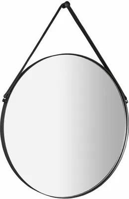 Obrázek produktu pro Kulaté zrcadlo ORBITER s koženým řemínkem, ø 50 cm, matně černé