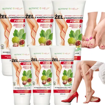 Zdjęcie produktu dla 6 x Żel pielęgnacyjny z kasztanowcem i arniką do nóg, dla skóry z widocznymi naczynkami i uczuciem ciężkości, Botanic Help, 6 x 200 ml