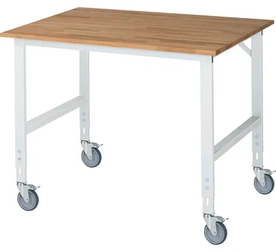 Produktbild von RAU Arbeitstisch 1250x1000x910-1230 fahrbar B-Platte 25mm l.gr