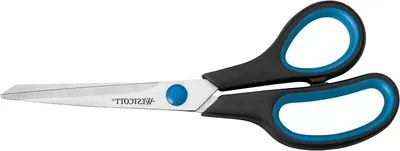 Productafbeelding van Linkshandige Schaar - Ergonomische Knipper - Precisie Knutselen - Softgrip Handgreep - 21 cm - Blauw Zwart