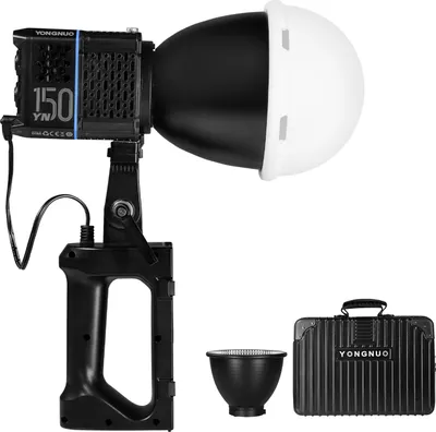 Produktbild von YONGNUO YN150 Zweifarbiges tragbares 150-W-LED-Videolicht, Fotografie-Fš¹lllicht, 3200 K-5600 K, COB-Studiolicht, 12 Lichteffekte, CRI 95+, APP-Steuerung mit NP-F-Batteriegriff, Standardreflektor, Silikondiffusor, Tragetasche