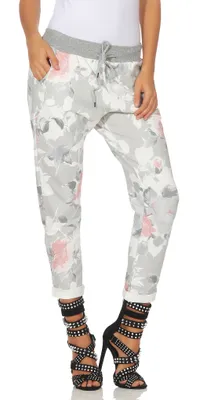 Immagine prodotto di 287 Mississhop Pantaloni da donna Pantaloni cargo Pantaloni della tuta Pantaloni da jogging Pantaloni casual in cotone Modello boyfriend  4 (grigio-rosa)