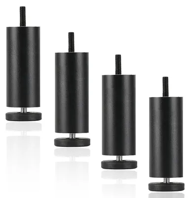 Zdjęcie produktu dla 4 sztuki czarnych nóżek meblowych o wysokości 12 cm, wykonanych z aluminium