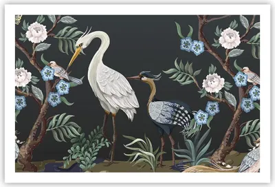 Produktbild von Poster - Poster ohne Rahmen - Asiatisch Reiher Blumen - 91,5x61 cm - Wand Bild - Wanddeko - Wandbilder - Kunstposter - Wandposter - Bilder - Kunstdruck - Wanddekoration - Wandbild - P2XAA91x61-4699