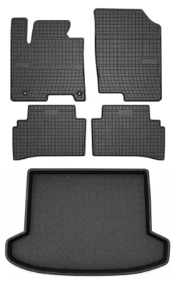 Zdjęcie produktu dla Dywaniki gumowe + mata bagażnika do Hyundai Tucson IV 2021- (regulowana podłoga, z subwooferem) – czarne, dopasowane – Wielganizator SolidPRO
