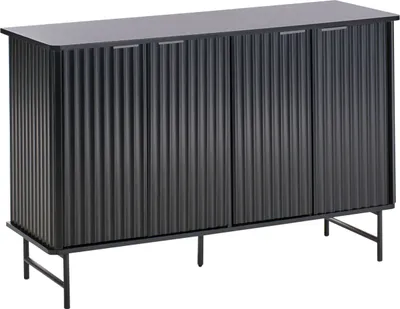 Obrázok produktu pre BELIANI Komoda so 4 dvierkami čierna MDF minimalistický dizajn moderný úložný nábytok obývacia izba spálňa
