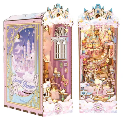 Image de Puzzle en bois 3D, maison miniature avec éclairage, kit de modélisme à assembler soi-même, pour adultes, décoration miniature