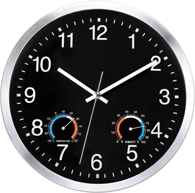 Produktbild von Gartenwanduhr 30 cm, wetterbeständig, mit Thermometer und Hygrometer, für Garten