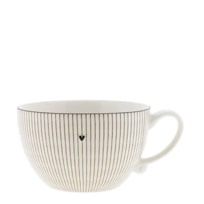 Produktbild von Suppentasse klein STRIPES Streifen weiß mit Herz D. 13cm Bastion Collections