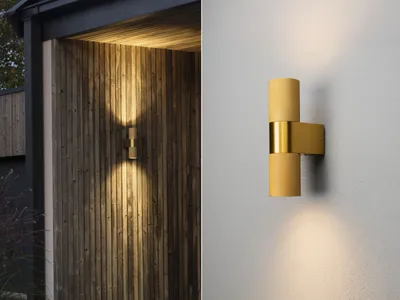 Produktbild von Up and Down LED Außenwandleuchte Aluminium Golden Fassadenbeleuchtung Hauswand
