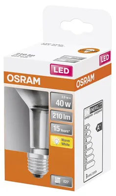 Zdjęcie produktu dla Osram STAR, 2,6 W, 40 W, E27, 210 lm, 15000 h, Ciepłe białe