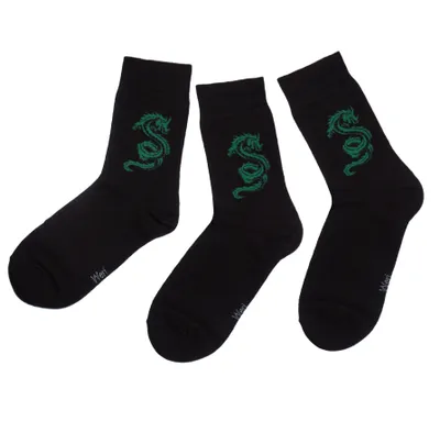 Produktbild von Herren Business Socken 3-er Pack aus Baumwolle Drache Schwarz Größe 39-42