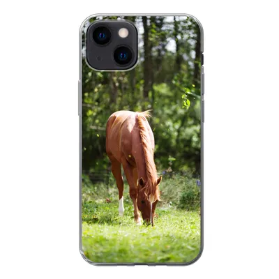 Produktbild von MuchoWow® Handyhülle Schutzhülle Hülle für iPhone 13 mini Pferd - Blumen - Licht Silikon Softcase Handy Hülle - Softcase