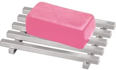 Imagen del producto de Soporte para jabón de acero inoxidable Ibenzoa®, con diseño de rejilla, resistente a la corrosión, compacto, 10,8 x 7,6 x 1,3 cm – Jabonera para jabones de secado rápido, ideal para baño y cocina