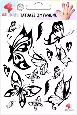Produktbild von Abwaschbare Tattoos für Kinder Schwarze Schmetterlinge