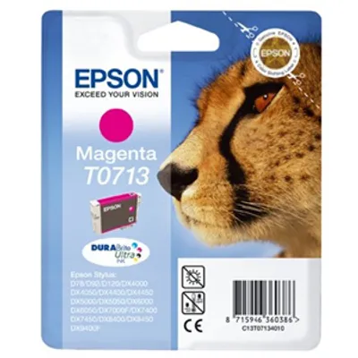 Produktbild von Epson Cheetah Tintenpatrone Magenta T0713 DURABrite Ultra Ink, Magenta, Tinte auf Pigmentbasis, 1 Stück(e)
