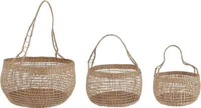 Produktbild von BELIANI Korb 3er Set Natürlich Seegras Groß Handgeflochtene Dekokörbe für Decken Handtücher Kuscheldecken Wohnzimmer Schlafzimmer Flur Bad