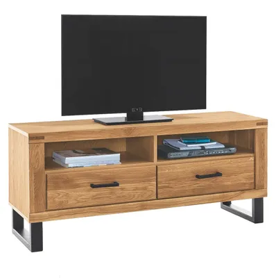 Produktbild von TV-Kommode Lowboard Schrank Schublade Wildeiche teilmassiv Natur geölt 138 cm