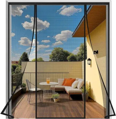 Productafbeelding van Vliegengaas deur - Magneet hor - Insecten buiten - Zonder boren - 170x230 cm - Zwart