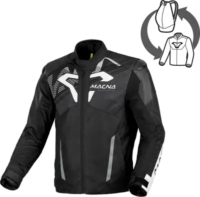 Immagine prodotto di Giacca da moto in tessuto impermeabile Macna Sevent, nero/bianco, 2XL