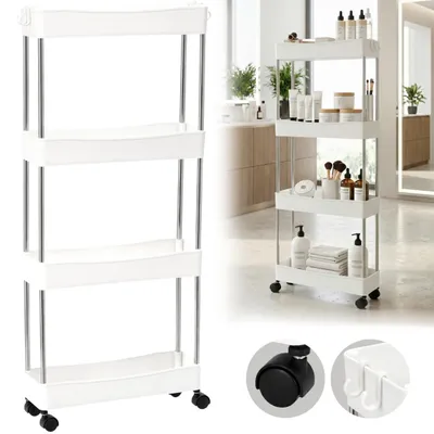 Immagine prodotto di Carrello per Estetisti per parrucchieri per salone HL-8713 carrello universale con ruote tavolino bianco, Immagine generata dall'IA