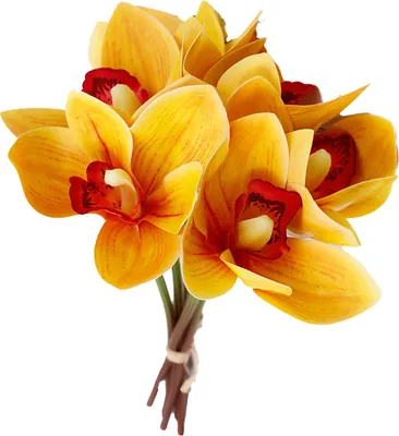 Obrázek produktu pro 6 stonků Faux Orchid Decor 3D tištěné hedvábné květiny Železný drátěný stonek Orchidej Květinové dekorace pro svatby Strany Žlutá
