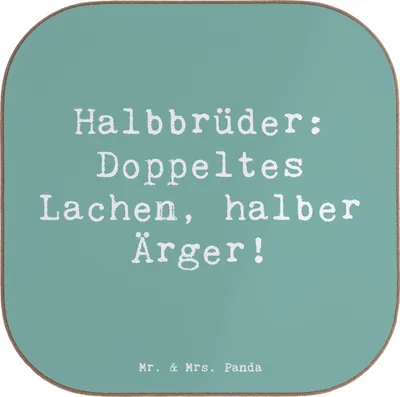 Produktbild von Mr. & Mrs. Panda Untersetzer für Gläser Spruch Halbbruder Lachen - Meeresbrise - Geschenk, Lächeln, Teeuntersetzer, Verbundenheit, Tischschoner, Familie, Geschwister